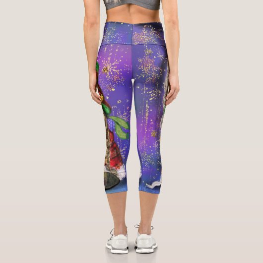 カップル格言幸せなクリスマスソングを歌う – おもしろい カプリレギンス (裏面)