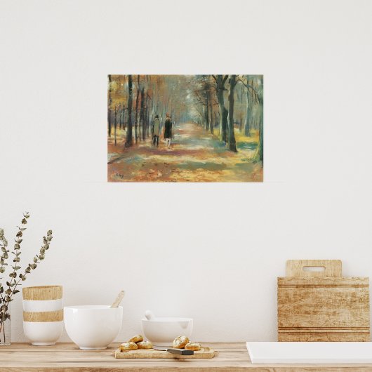 カップル歩くの森の中Lesser Ury ポスター (キッチン)
