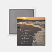 カップル歩くビーチアットサンライズジョン15 12 マグネット (正面/裏面)