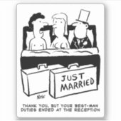 カップル漫画と結婚したベッドの花婿介添人。 シール (正面)