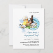 カップル牡蠣ロースト婚約トーストシーフードパーティー 招待状 (正面)