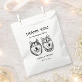 カップル犬の手スケッチパーソナライズされたありがとう フェイバーバッグ (クリップ留めされた状態)