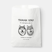 カップル犬の手スケッチパーソナライズされたありがとう フェイバーバッグ (正面)