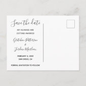 カップル犬の私の人間が結婚する日付を保存 案内ポストカード (裏面)