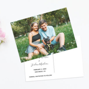 カップル犬の私の人間が結婚する日付を保存 案内ポストカード