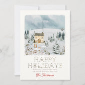 カップル犬の雪の丘Winterscapeクリスマス シーズンカード (正面)