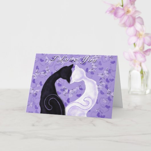 カップル猫ロマンチックラブバレンタインデー カード (蘭)