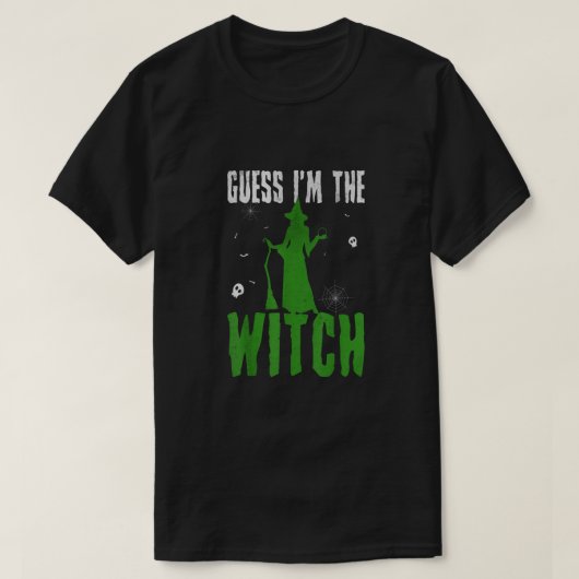 カップル用の魔女ハロウィーンの衣装 Tシャツ (デザイン正面)