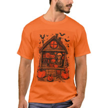 カップル用スケルトンのお化け屋敷Tシャツ