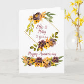 カップル用水彩フローラ記念日カード カード (黄色い花)