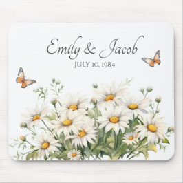 カップル用水色デイジーブーケ マウスパッド
