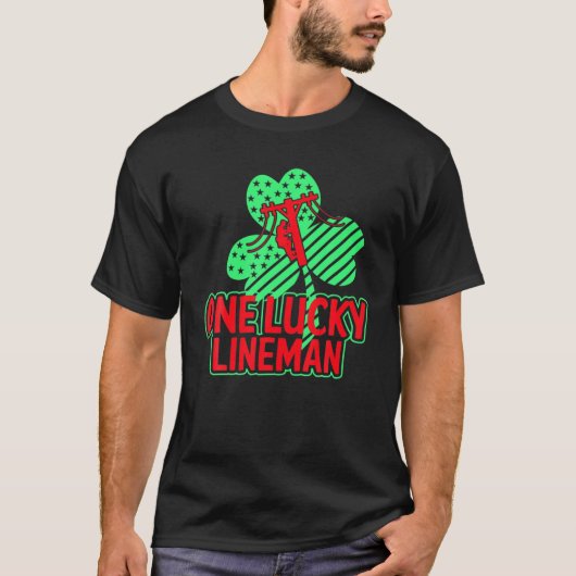 カップル男性へSt patricks day- One Lucky Lineman Tシャツ (正面)