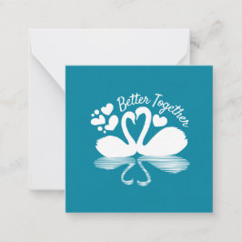 カップル白鳥シルエット反射の水中 ノートカード