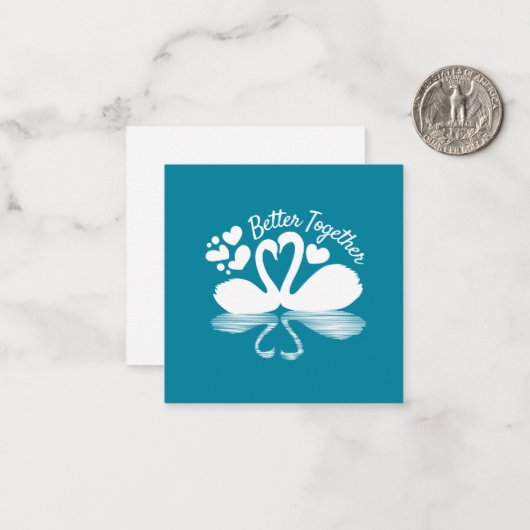 カップル白鳥シルエット反射の水中 ノートカード (正面/裏面インサイチュ)