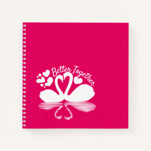 カップル白鳥シルエット反射の水中 ノートブック