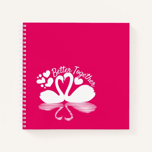 カップル白鳥シルエット反射の水中 ノートブック (正面)