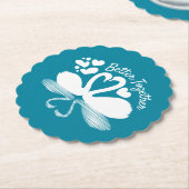 カップル白鳥シルエット反射の水中 ペーパーコースター (アングル)