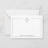 カップル白黒エレガントシンプルモノグラム ノートカード (正面)