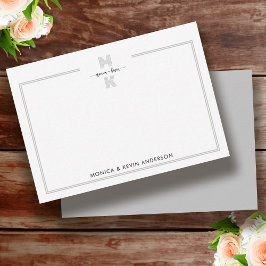 カップル白黒エレガントシンプルモノグラム ノートカード