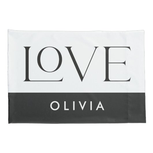 カップル白黒セリフ愛タイポグラフィ モダン 枕カバー (裏面-右)