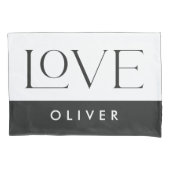 カップル白黒セリフ愛タイポグラフィ モダン 枕カバー (正面左)