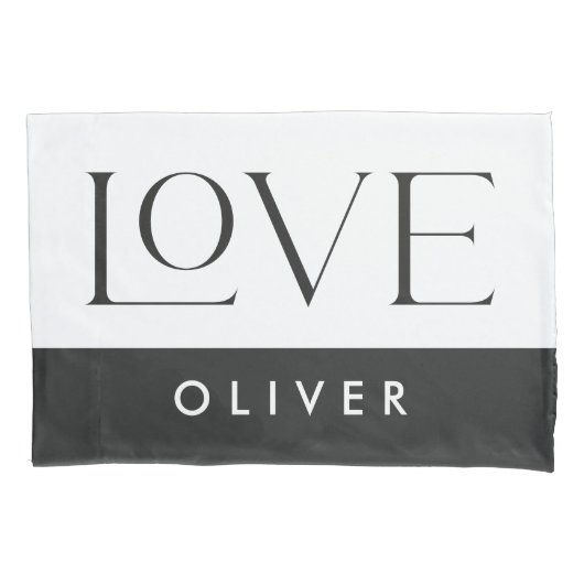 カップル白黒セリフ愛タイポグラフィ モダン 枕カバー (正面左)