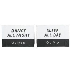カップル白黒ダンスは1日中一晩中眠る 枕カバー