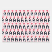 カップル皇帝ペンギンハートバレンタインデー ラッピングペーパーシート (正面2)