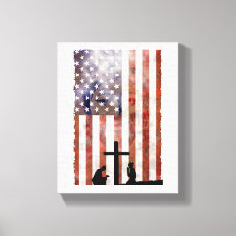 カップル祈はクロスにいる。フラグ、イエスの背景 キャンバスプリント