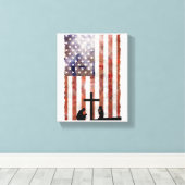 カップル祈はクロスにいる。フラグ、イエスの背景 キャンバスプリント (インサイチュ (ウッドフロア))