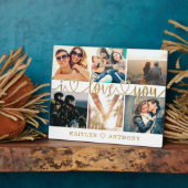 カップル私はあなたを愛するフォトコラージュ金ゴールドスクリプトハート フォトプラーク (側面)