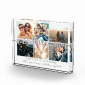 カップル私はあなたを愛するフォトコラージュ銀灰色のスクリプト フォトブロック (右)