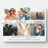 カップル私はあなたを愛するフォトコラージュ銀灰色のスクリプト フォトプラーク (正面)