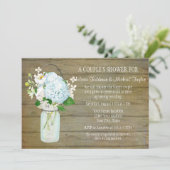 カップル素朴カントリーメイソンジャーブルーあじさい 招待状 (スタンド正面)