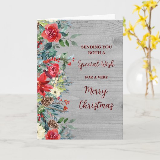 カップル素朴クリスマス休暇のための花 カード (黄色い花)