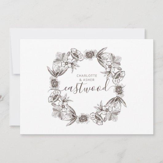 カップル素朴ズ結婚モノグラム ノートカード (正面)