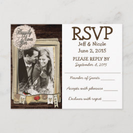 カップル素朴フォトカントリー結婚式RSVP インビテーションポストカード