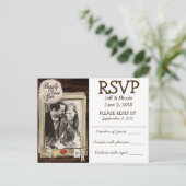 カップル素朴フォトカントリー結婚式RSVP インビテーションポストカード (スタンド正面)