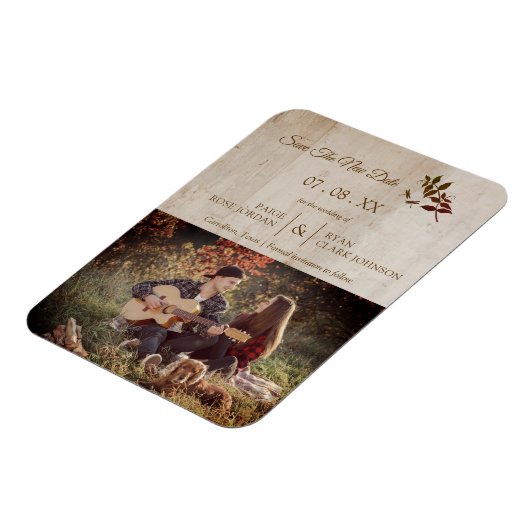 カップル素朴写真と木の上にドラゴン婚約したフライ マグネット (左側)