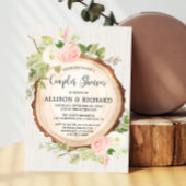 カップル素朴女の子の赤ちゃんシャワー、赤面ピンクのフローラ 招待状