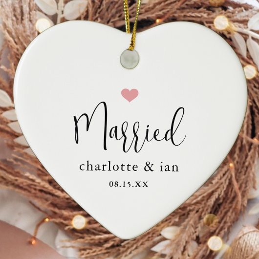 カップル結婚したの写真結婚記念の写真 セラミックオーナメント