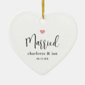 カップル結婚したの写真結婚記念の写真 セラミックオーナメント (正面)