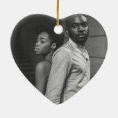 カップル結婚したの写真結婚記念の写真 セラミックオーナメント (裏面)