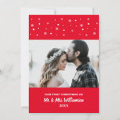 カップル結婚したの初めてのクリスマスのカスタム写真 シーズンカード (正面)