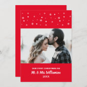 カップル結婚したの初めてのクリスマスのカスタム写真 シーズンカード (正面/裏面)