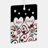 カップル結婚したデート新しい愛渦巻形ののハート メタルオーナメント (正面右)