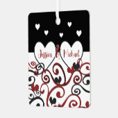 カップル結婚したデート新しい愛渦巻形ののハート メタルオーナメント (正面左)