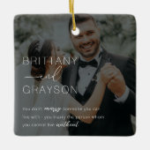 カップル結婚したフォトクリスマスセラミックオーナメント セラミックオーナメント (正面)