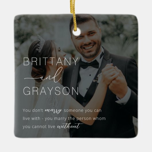 カップル結婚したフォトクリスマスセラミックオーナメント セラミックオーナメント (正面)