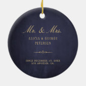 カップル結婚したフォト初めてのクリスマスエレガント セラミックオーナメント (裏面)